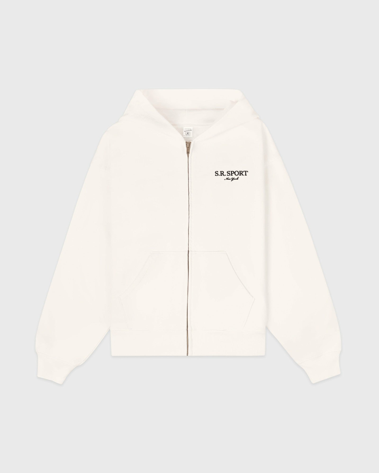 SR Sport Embroidered Zip Hoodie - Ecru Sporty & Rich Online