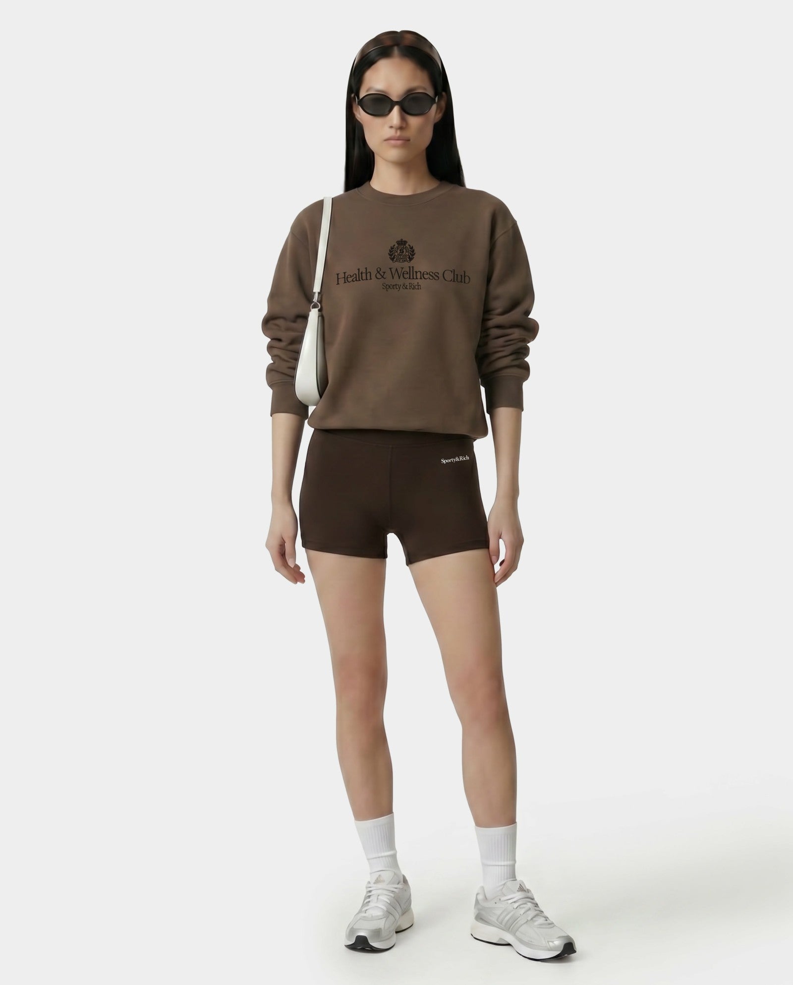 H&W Crest Embroidered Crewneck - Sand Sporty & Rich Outlet