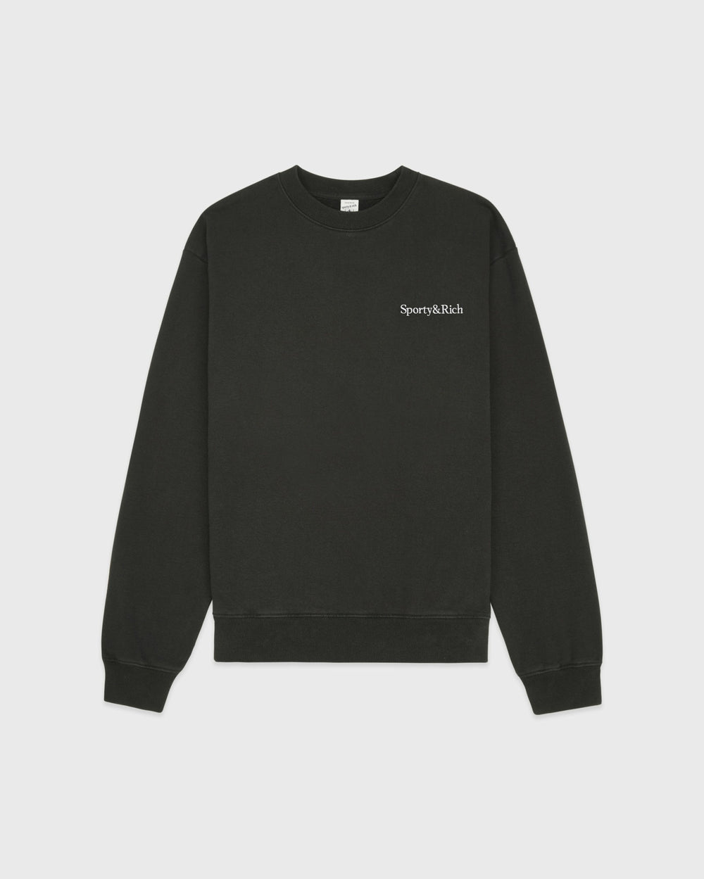 Serif Logo Embroidered Crewneck - Faded Black/White Sporty & Rich Sale