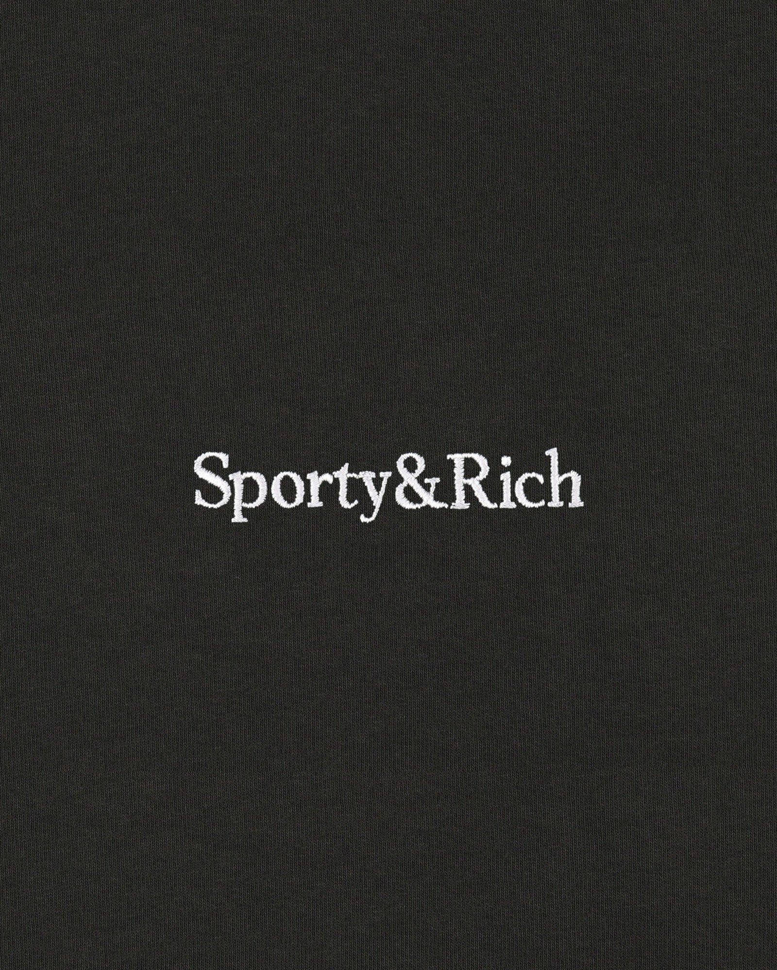 Serif Logo Embroidered Hoodie - Faded Black/White Sporty & Rich Online
