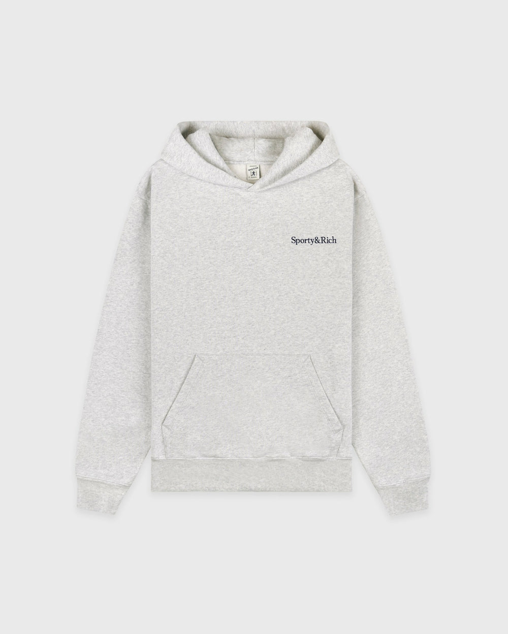 Serif Logo Embroidered Hoodie - Heather Gray/Navy Sporty & Rich Discount