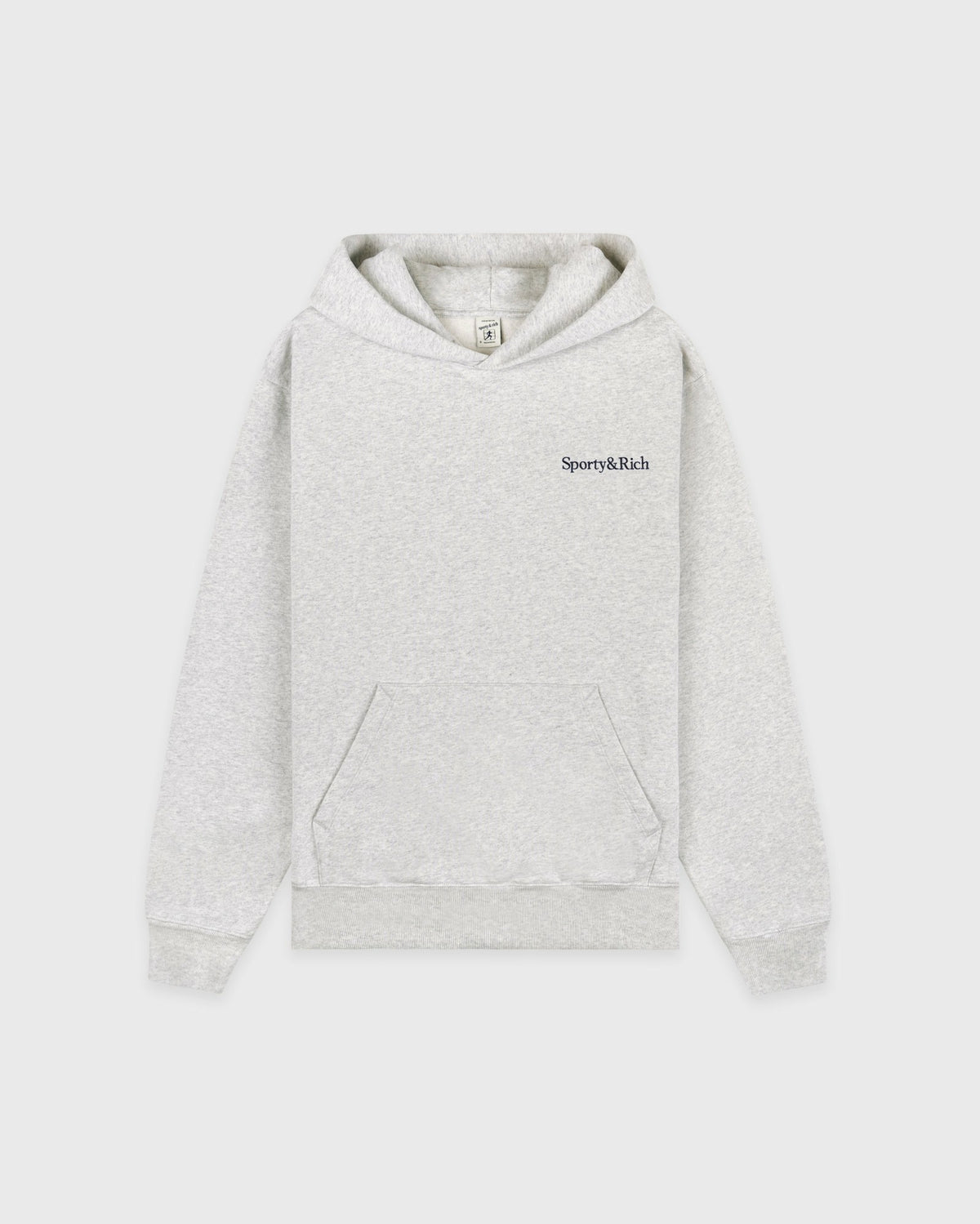 Serif Logo Embroidered Hoodie - Heather Gray/Navy Sporty & Rich Discount