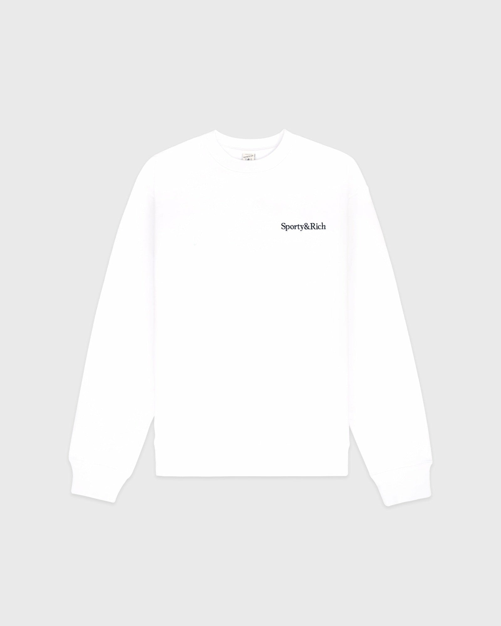 Serif Logo Embroidered Crewneck - White/Navy Sporty & Rich US