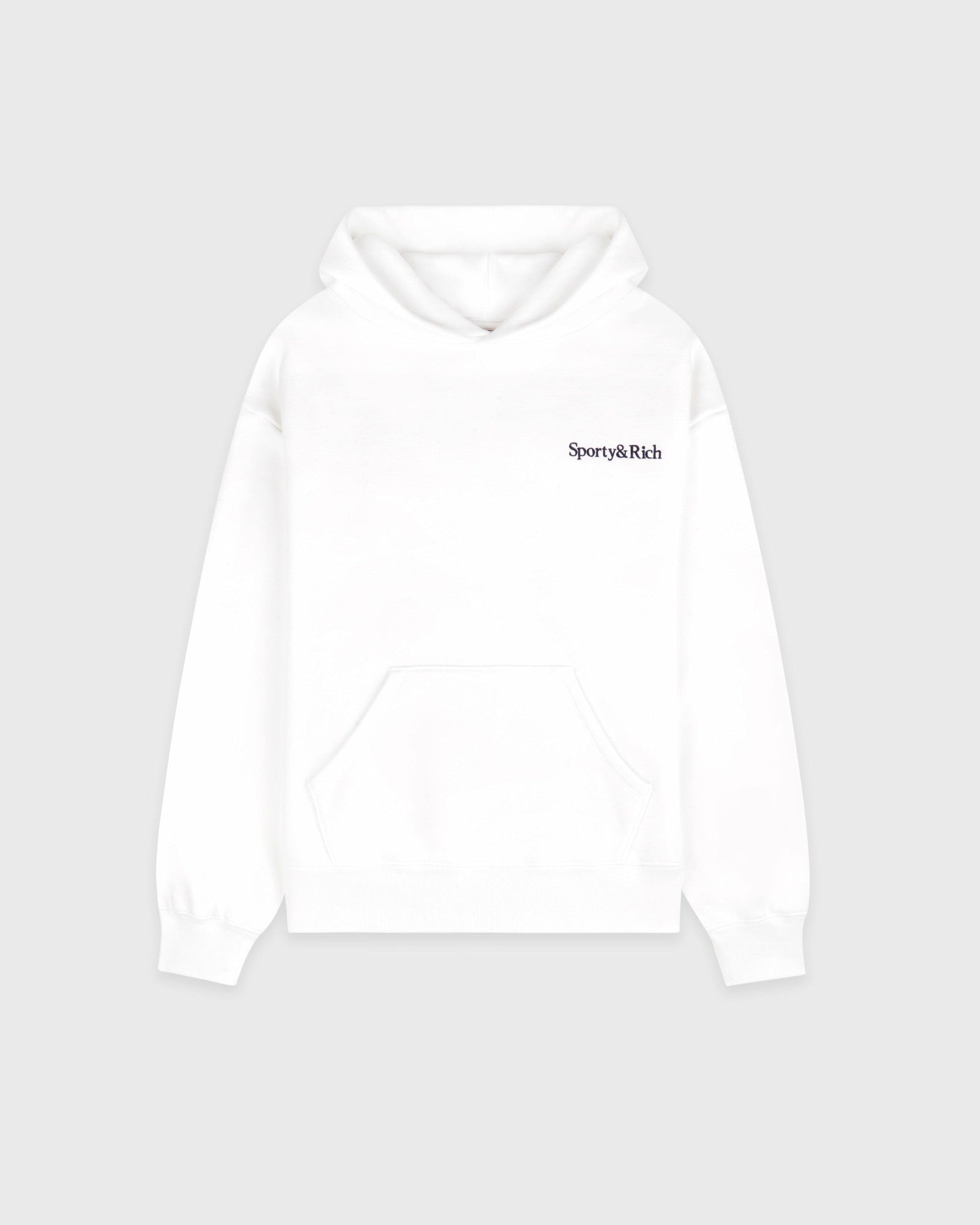 Serif Logo Embroidered Hoodie - White/Navy Sporty & Rich Sale
