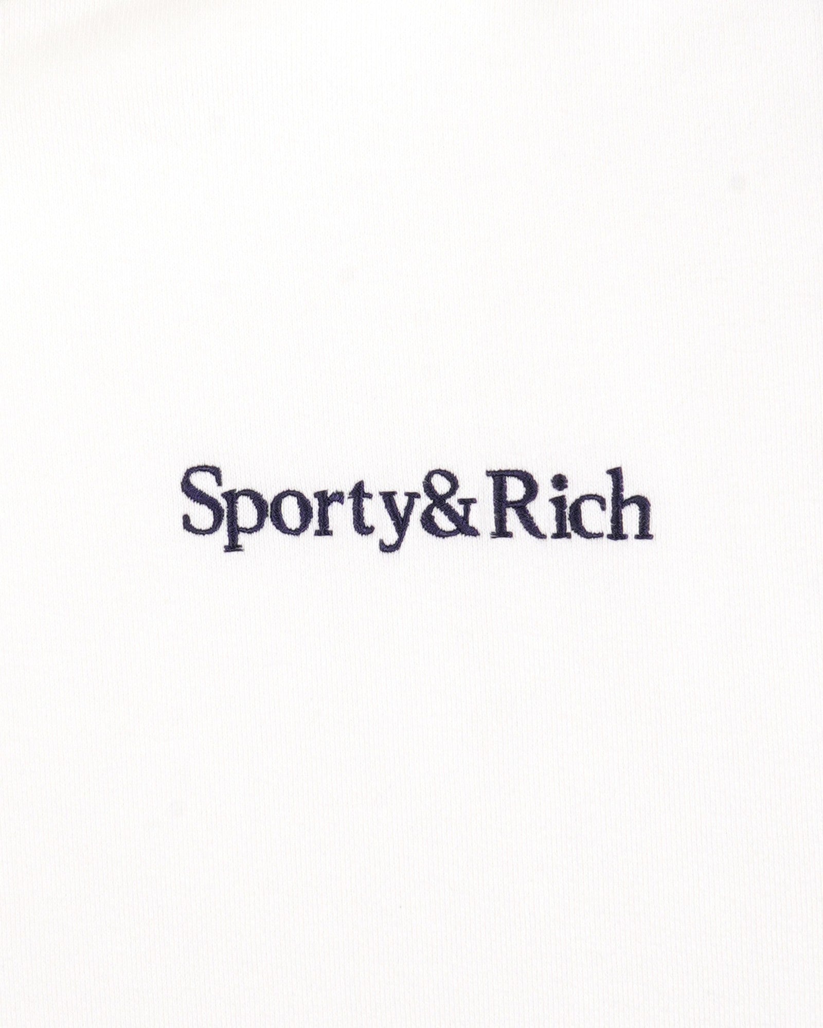 Serif Logo Embroidered Hoodie - White/Navy Sporty & Rich Sale
