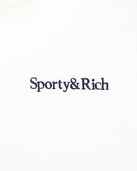 Serif Logo Embroidered Hoodie - White/Navy Sporty & Rich Sale
