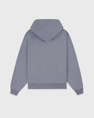 Serif Logo Embroidered Zip Hoodie - Faded Indigo/White Sporty & Rich Discount
