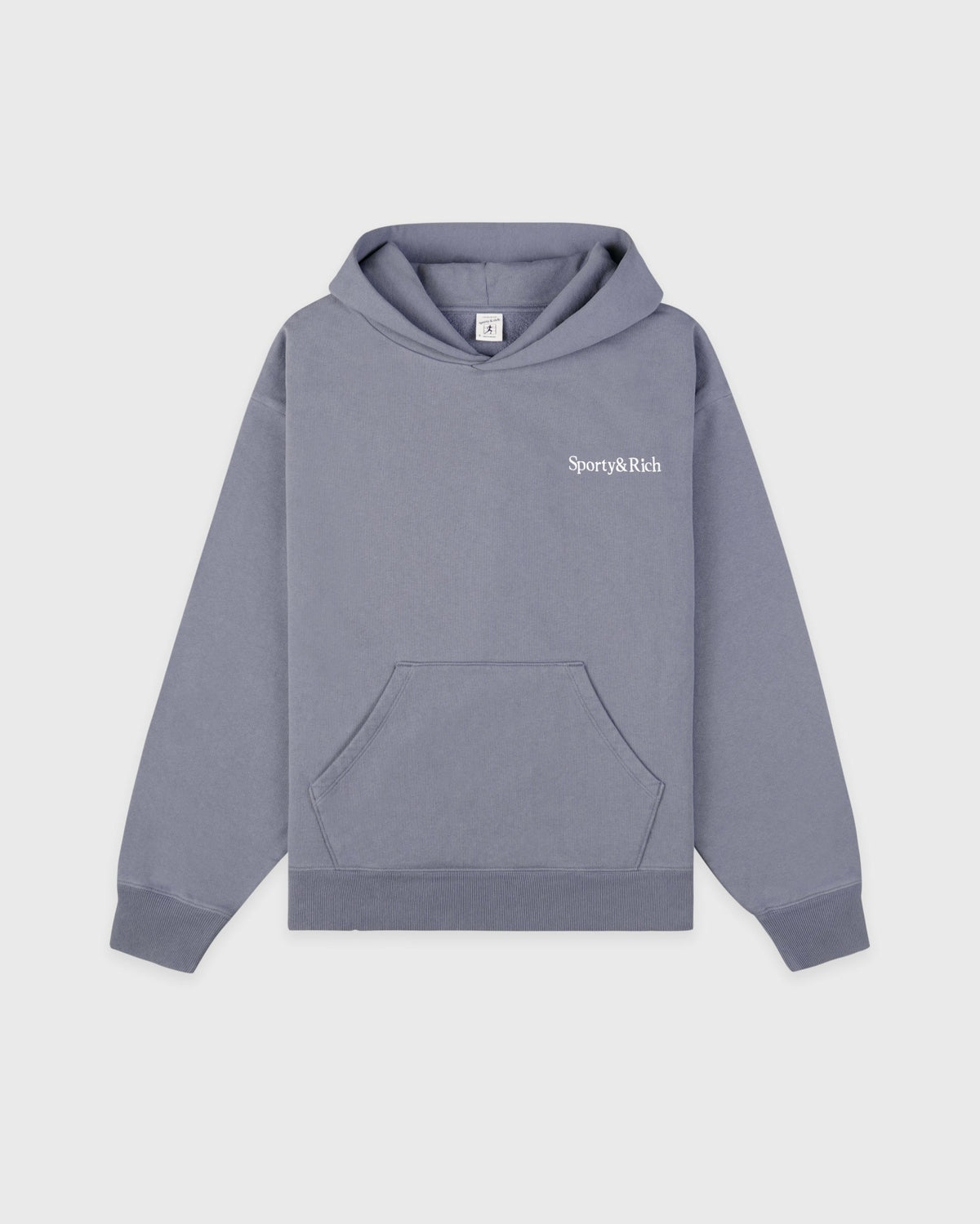 Serif Logo Embroidered Hoodie - Faded Indigo Sporty & Rich Outlet