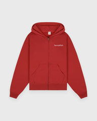Serif Logo Embroidered Zip Hoodie - Faded Merlot/White Sporty & Rich Sale