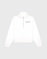 Syracuse Embroidered Quarter Zip - White/Navy Sporty & Rich Discount