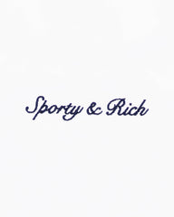 Syracuse Embroidered Quarter Zip - White/Navy Sporty & Rich Discount