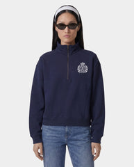 NY Crest Embroidered Quarter Zip - Dark Navy Sporty & Rich For Sale