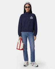 NY Crest Embroidered Quarter Zip - Dark Navy Sporty & Rich For Sale