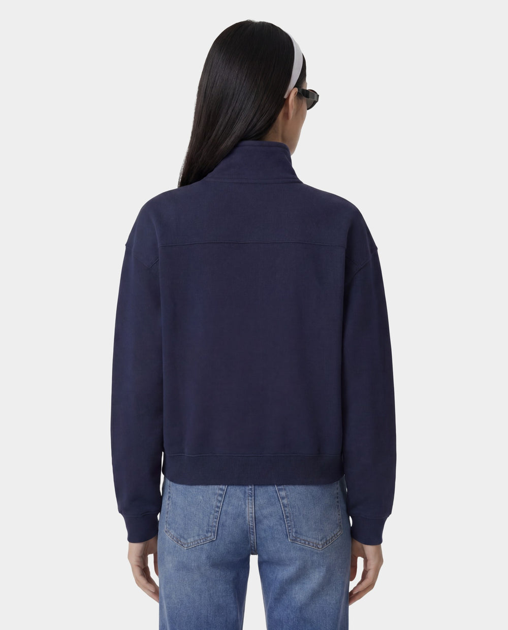 NY Crest Embroidered Quarter Zip - Dark Navy Sporty & Rich For Sale