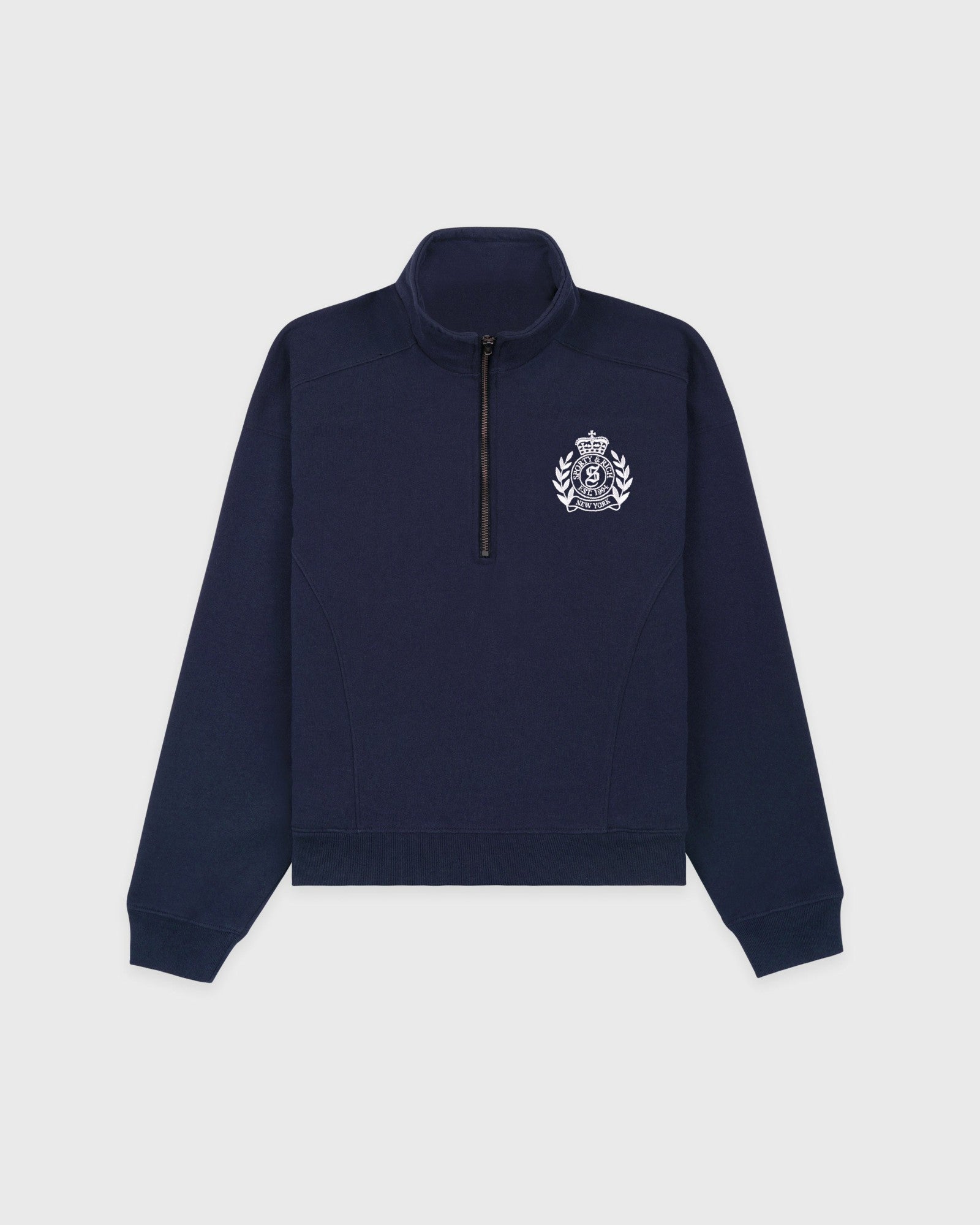 NY Crest Embroidered Quarter Zip - Dark Navy Sporty & Rich For Sale
