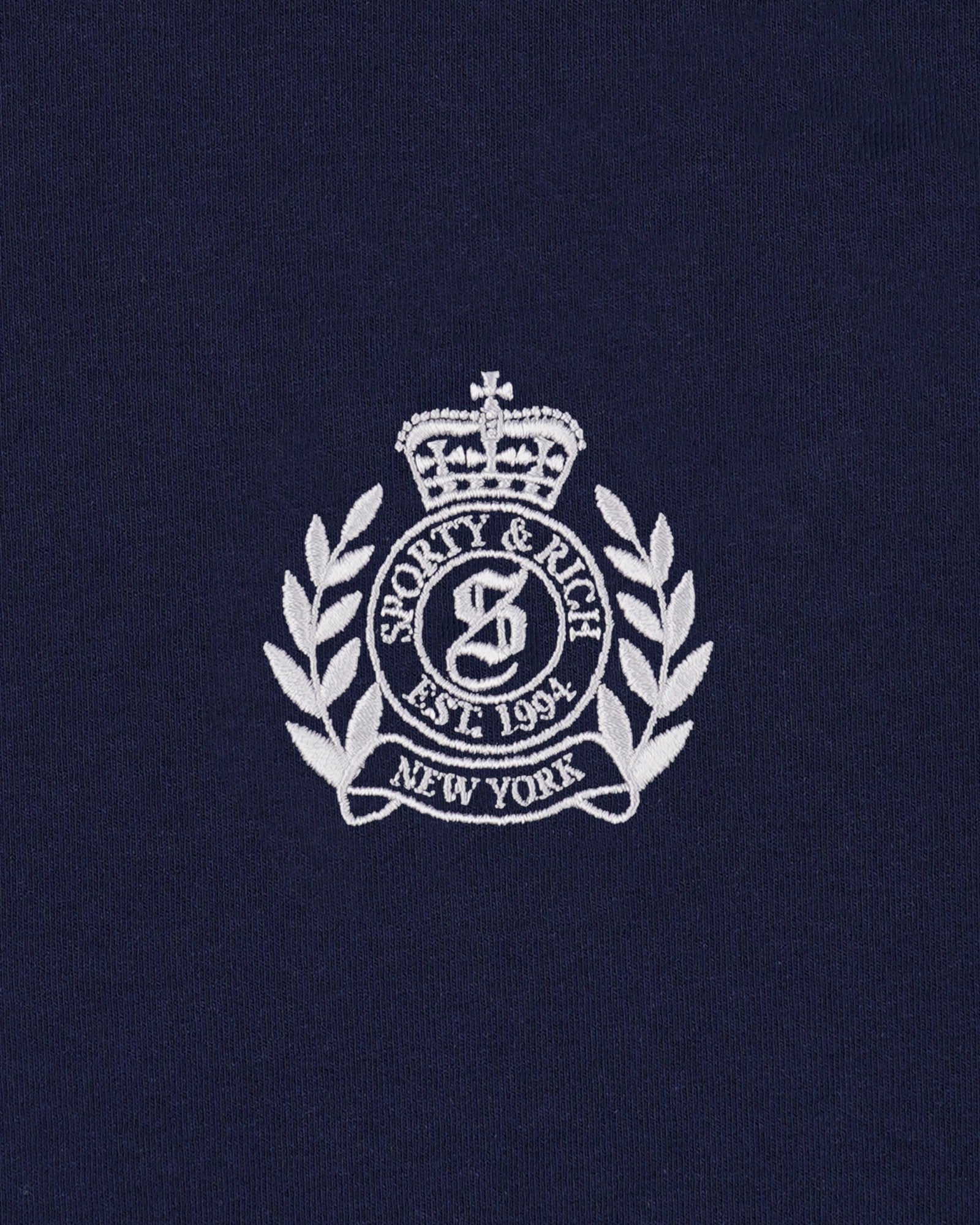 NY Crest Embroidered Quarter Zip - Dark Navy Sporty & Rich For Sale