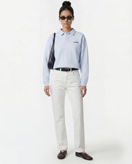 Serif Logo Embroidered Polo - Ciel Sporty & Rich US