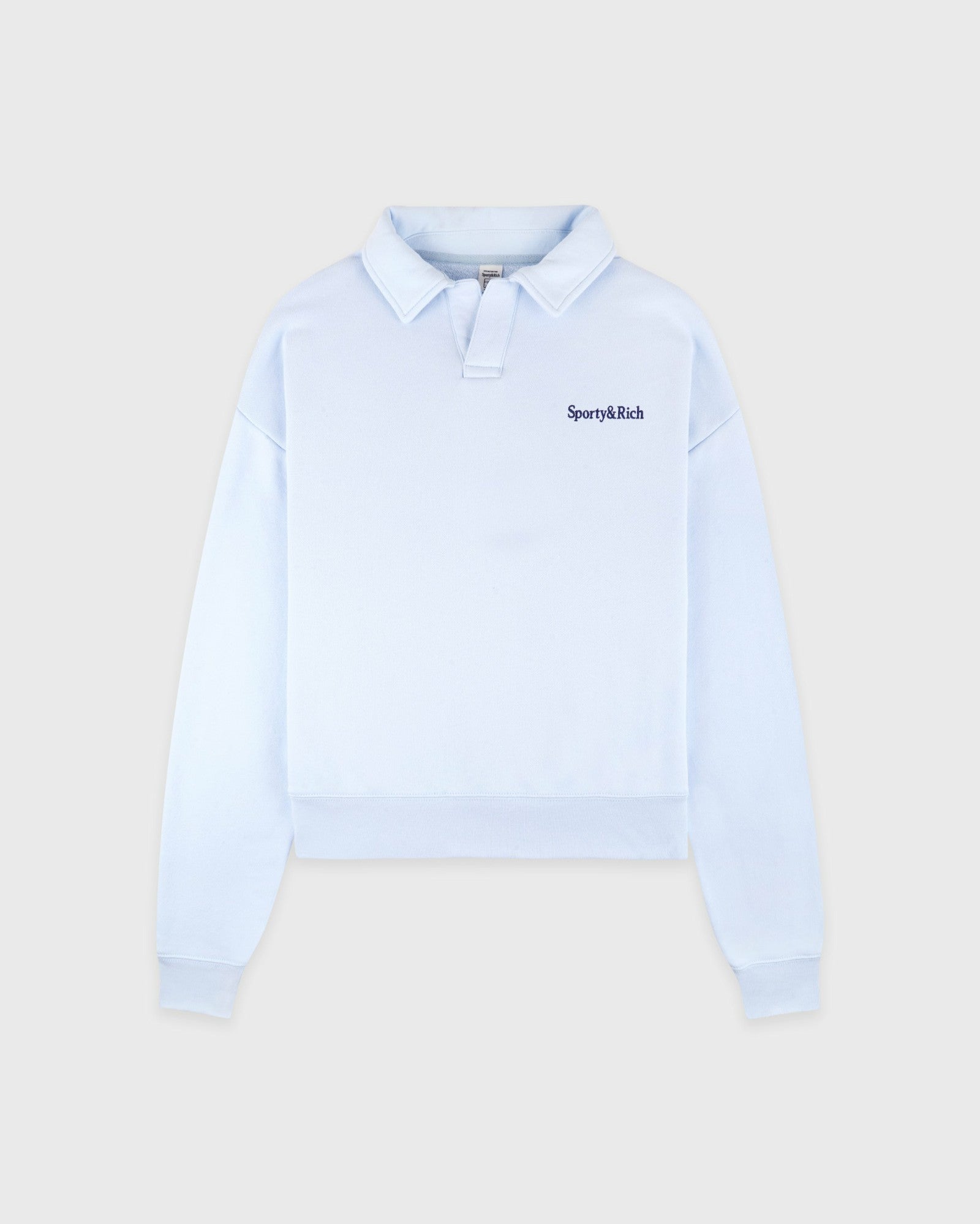 Serif Logo Embroidered Polo - Ciel Sporty & Rich US