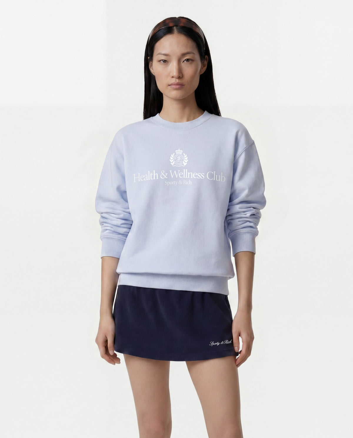 H&W Crest Crewneck - Ciel Sporty & Rich Online