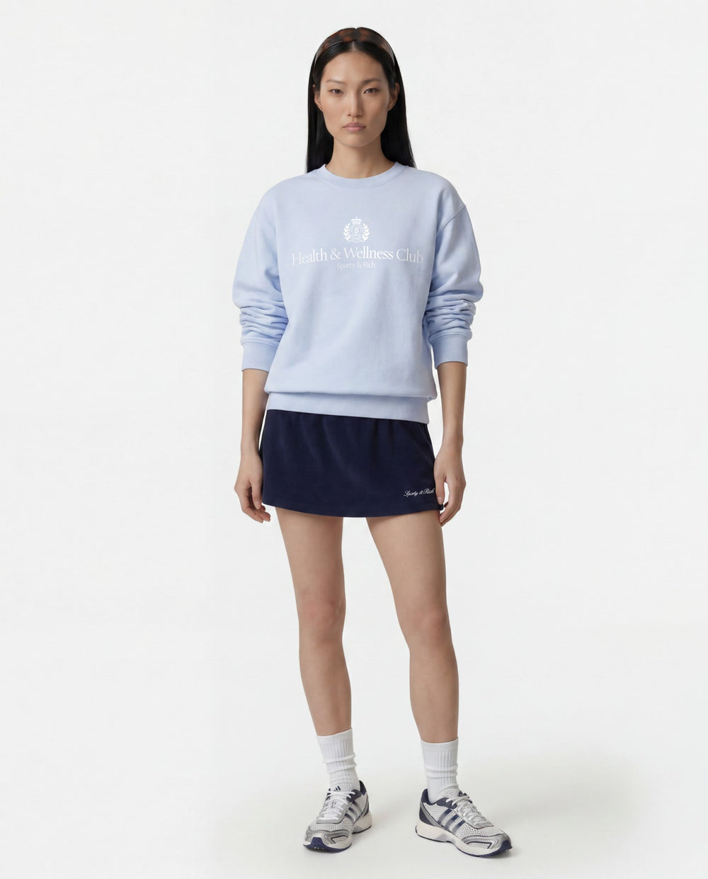H&W Crest Crewneck - Ciel Sporty & Rich Online