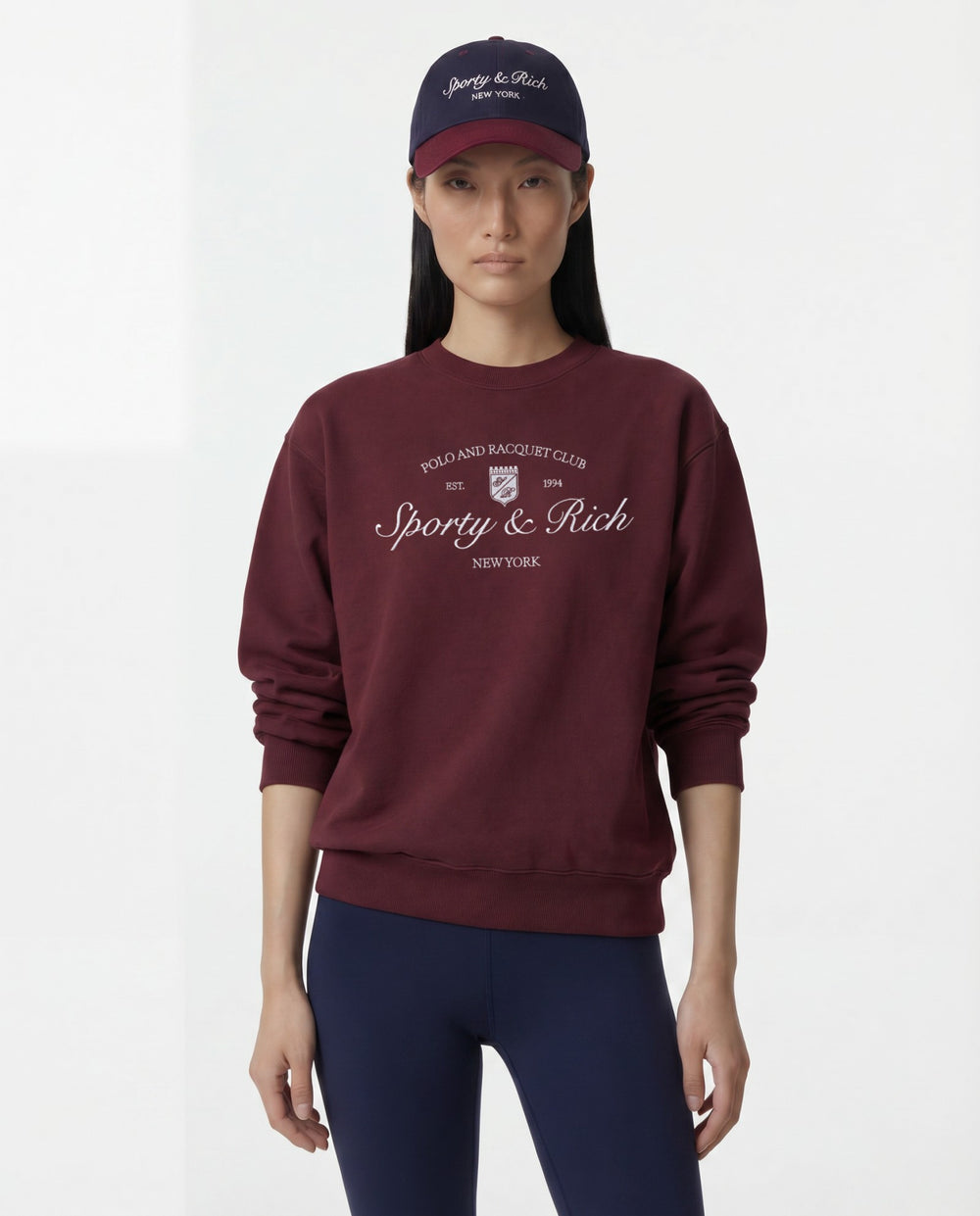 Syracuse Embroidered Crewneck - Bordeaux/White Sporty & Rich Discount