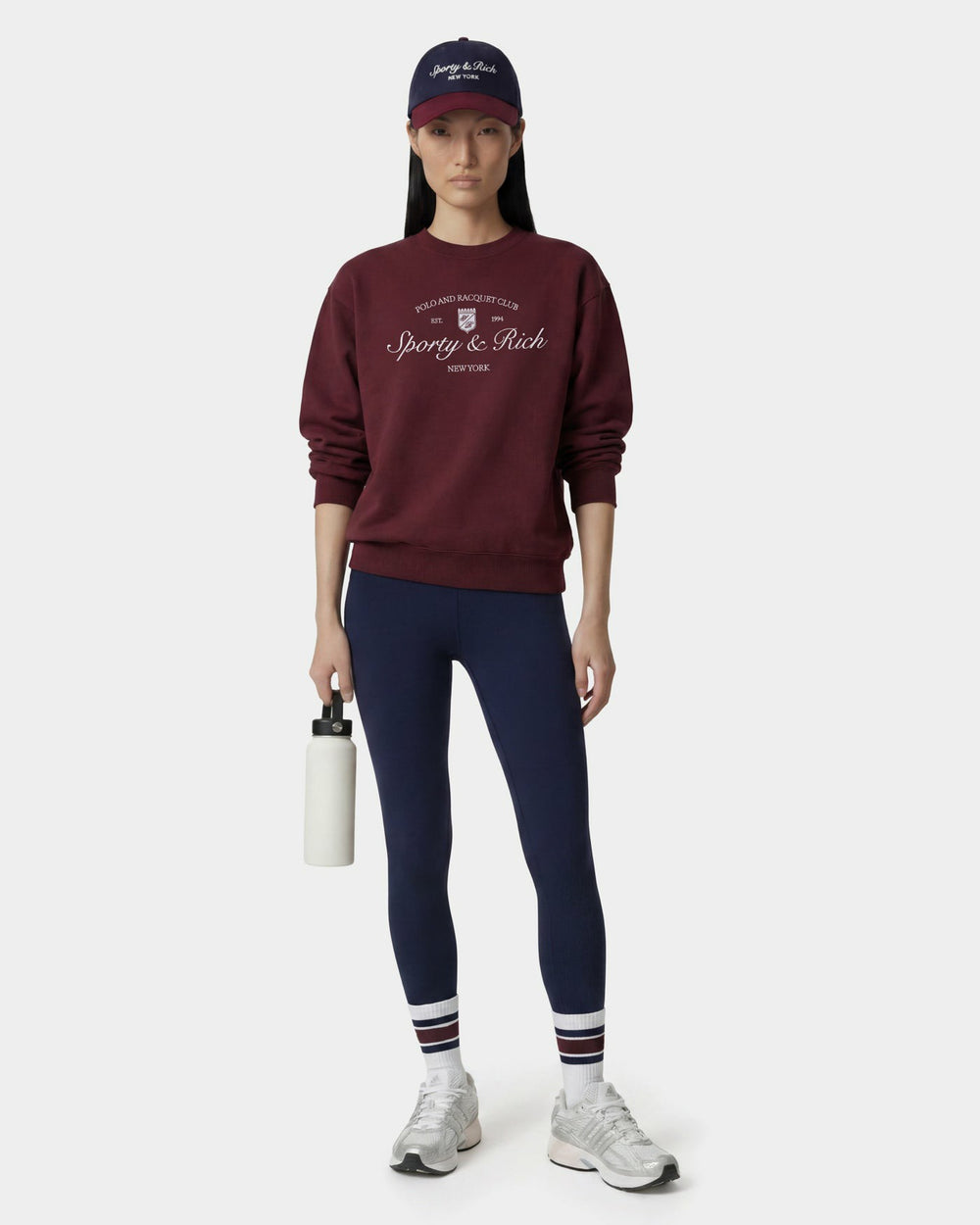 Syracuse Embroidered Crewneck - Bordeaux/White Sporty & Rich Discount