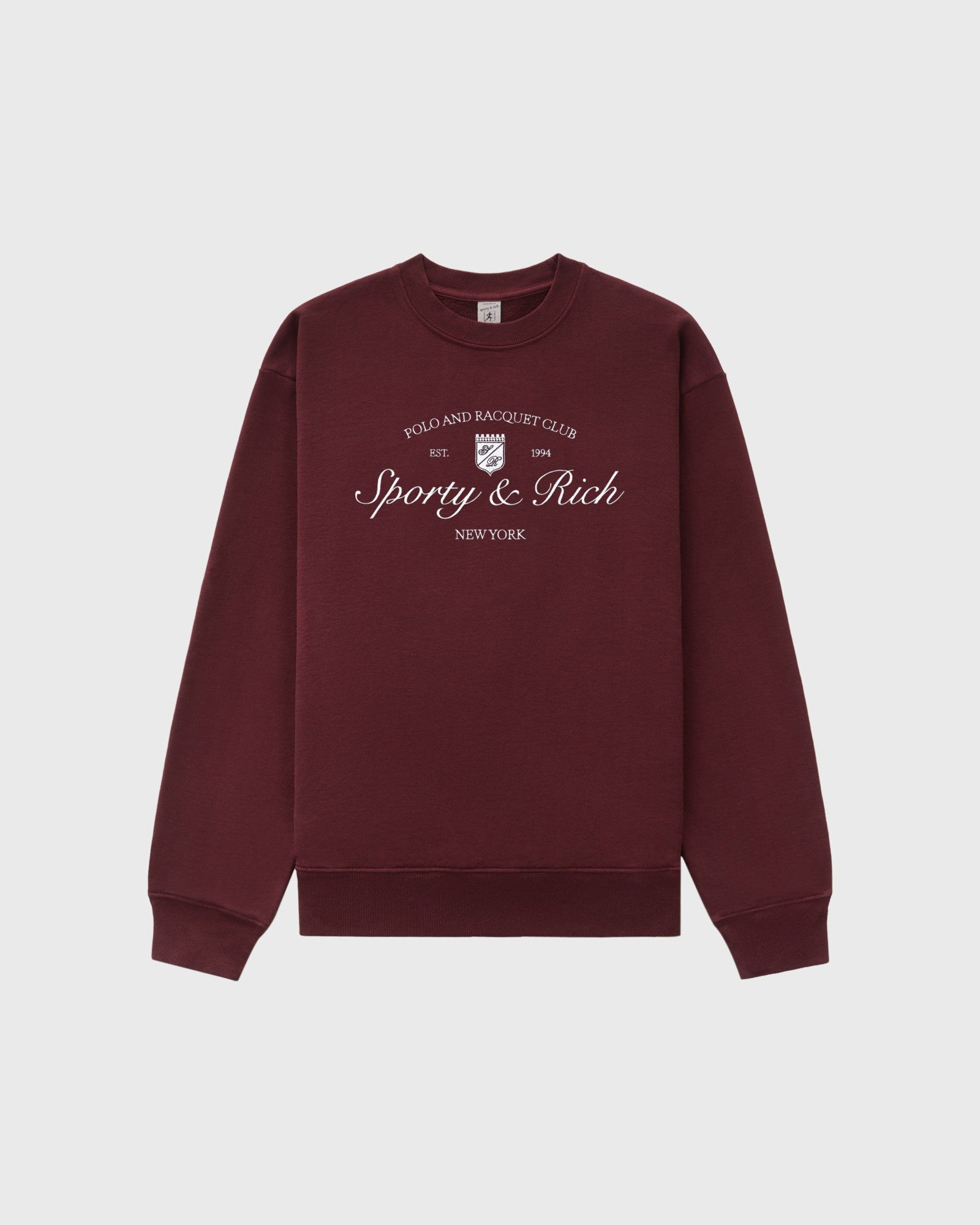 Syracuse Embroidered Crewneck - Bordeaux/White Sporty & Rich Discount