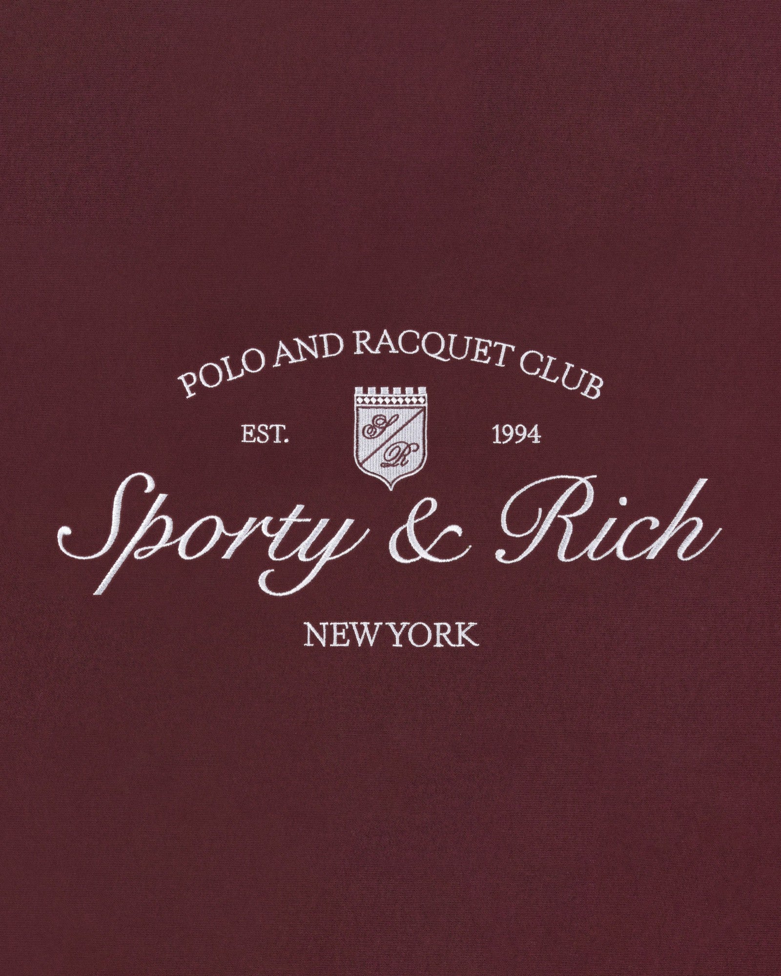 Syracuse Embroidered Crewneck - Bordeaux/White Sporty & Rich Discount
