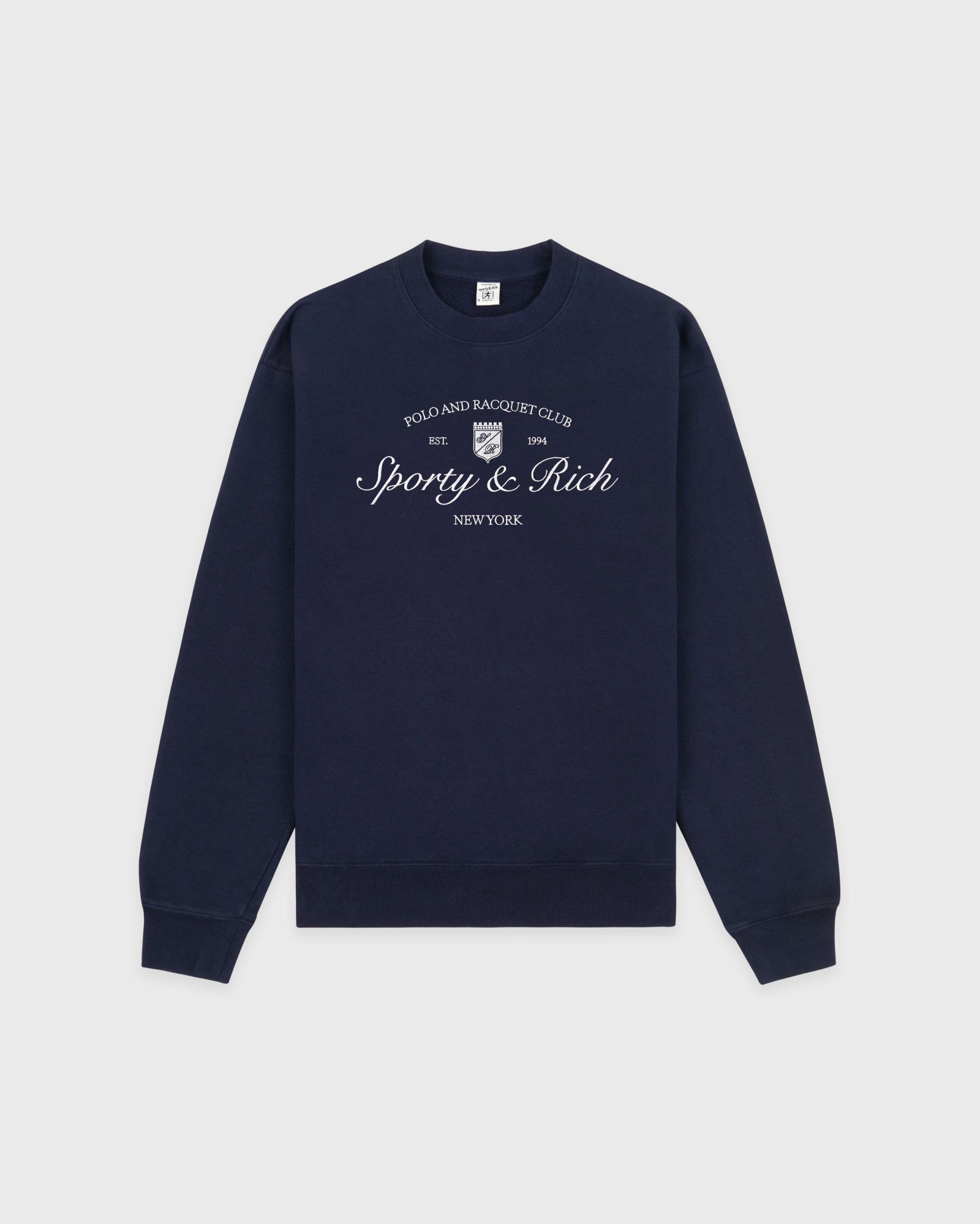 Syracuse Embroidered Crewneck - Navy/White Sporty & Rich For Sale