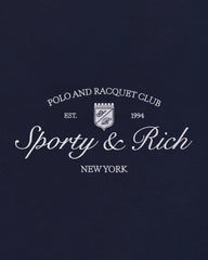 Syracuse Embroidered Crewneck - Navy/White Sporty & Rich For Sale