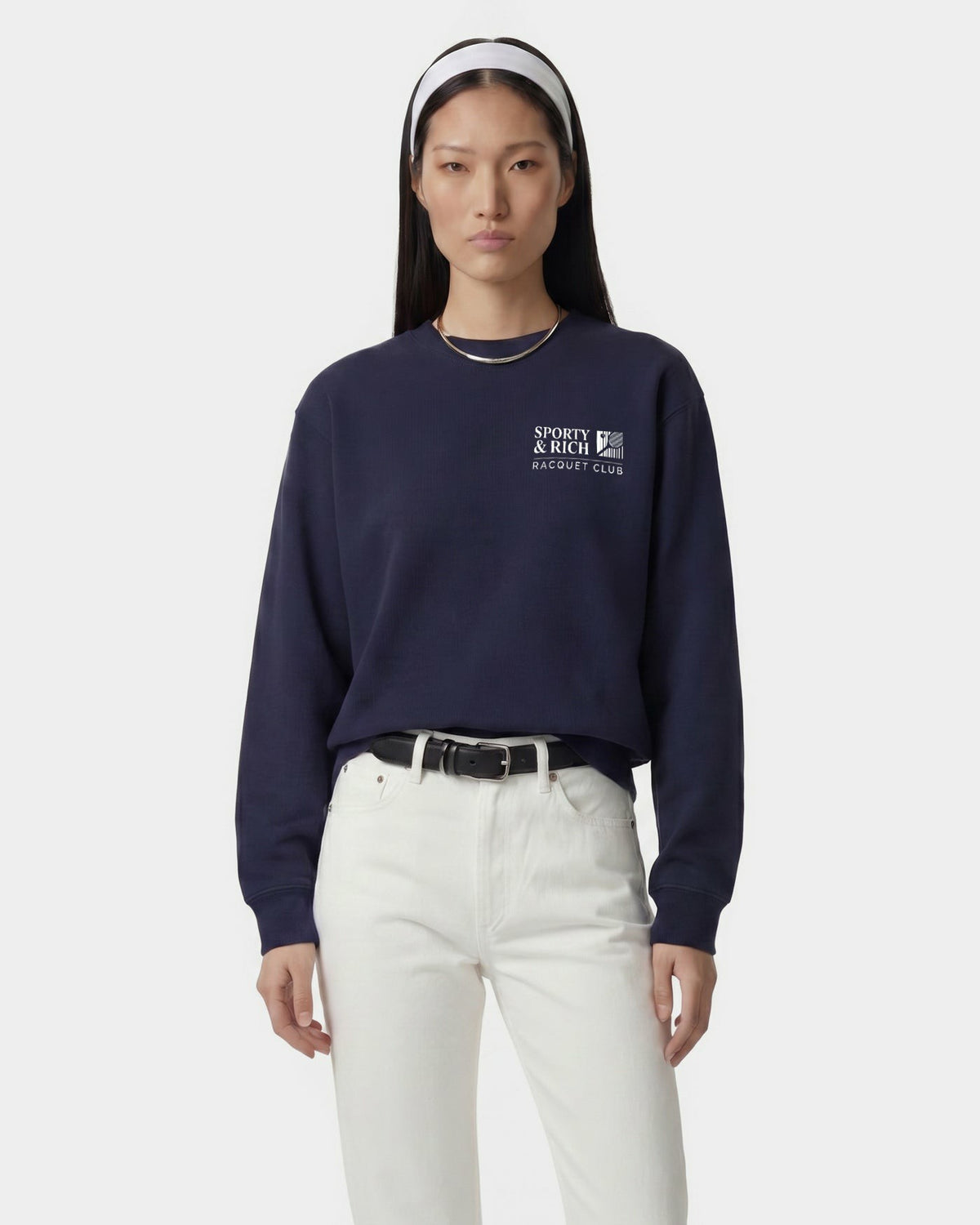Promo Crewneck - Navy/White Sporty & Rich Outlet