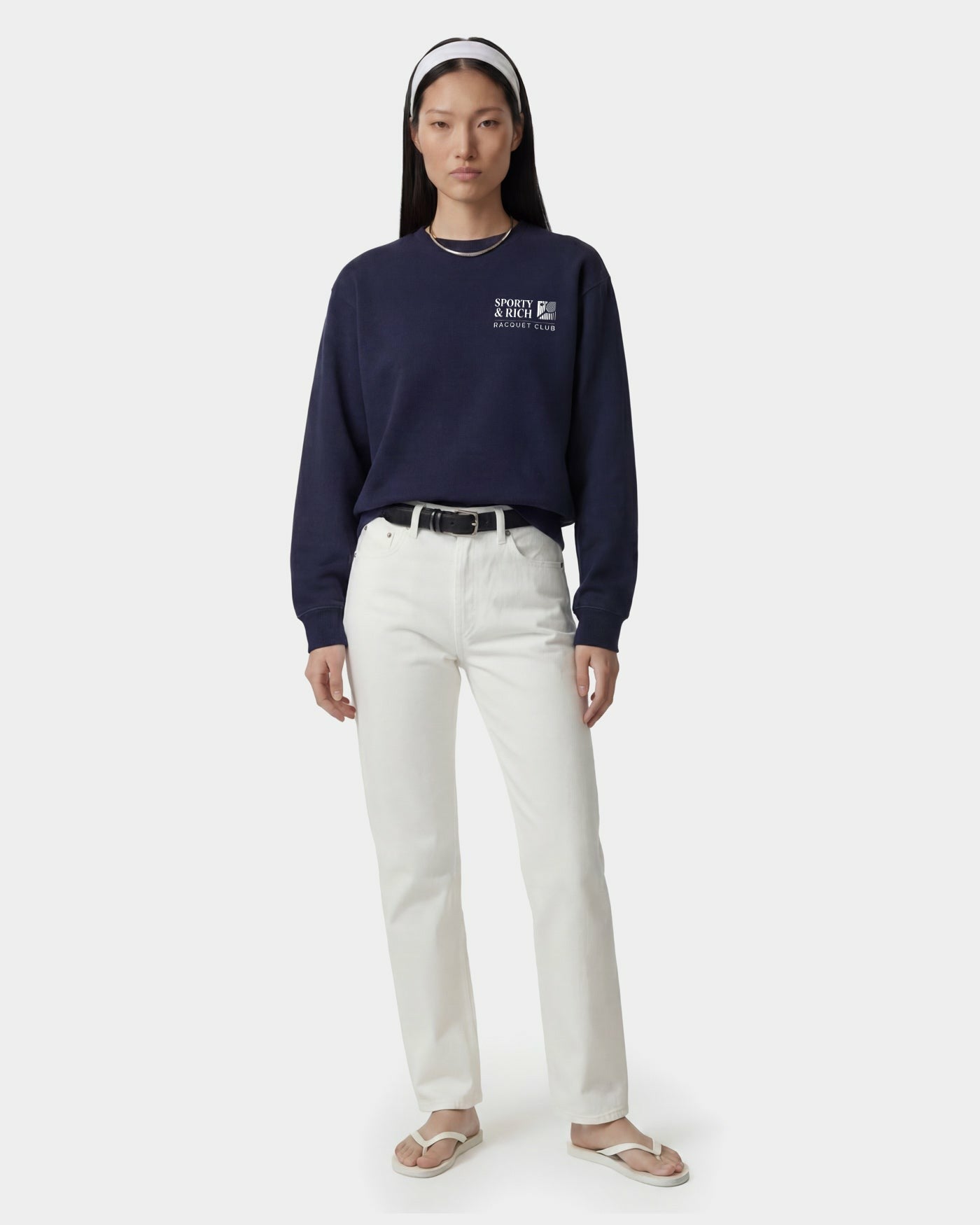 Promo Crewneck - Navy/White Sporty & Rich Outlet