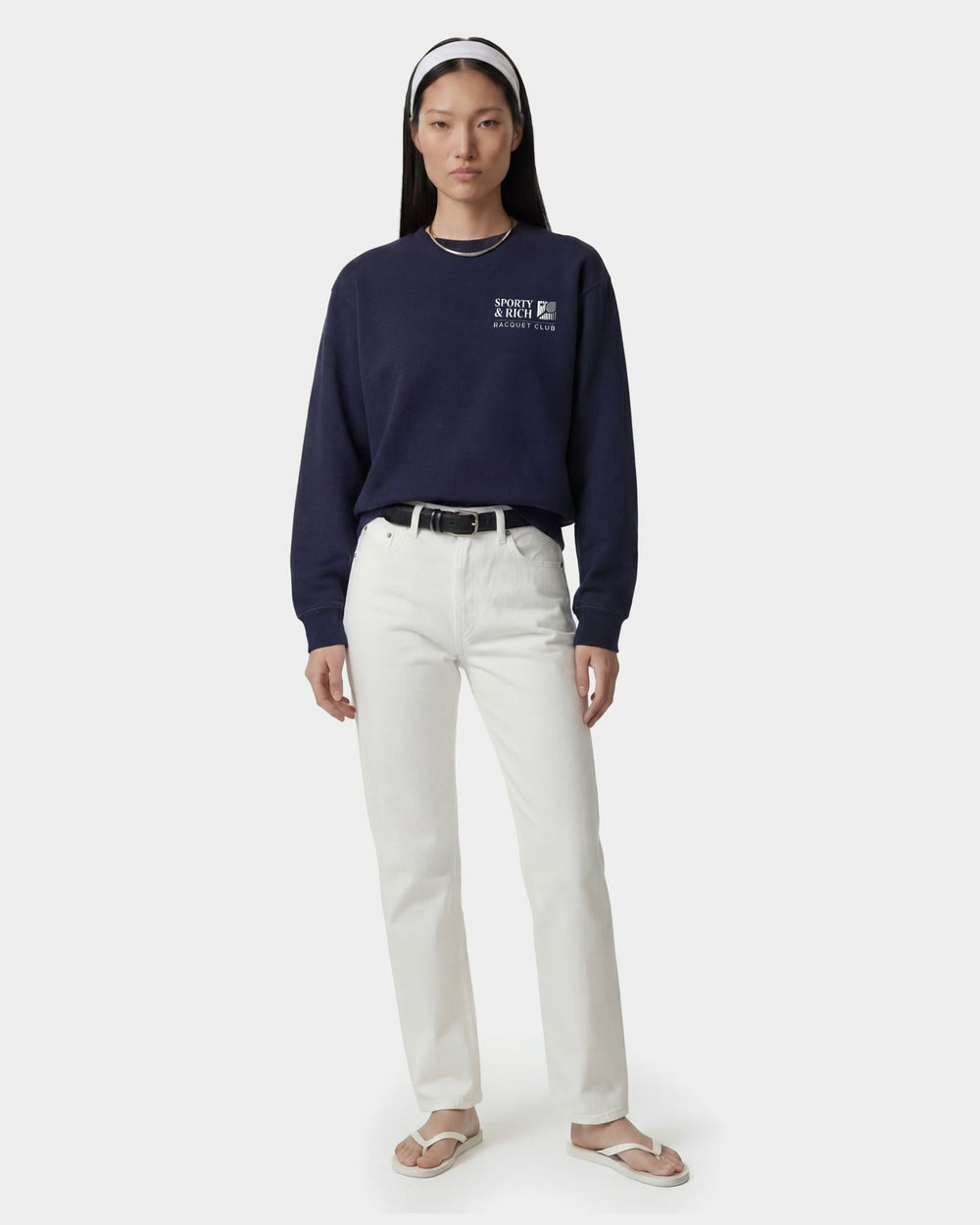 Promo Crewneck - Navy/White Sporty & Rich Outlet