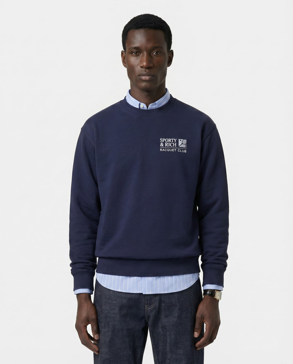 Promo Crewneck - Navy/White Sporty & Rich Outlet