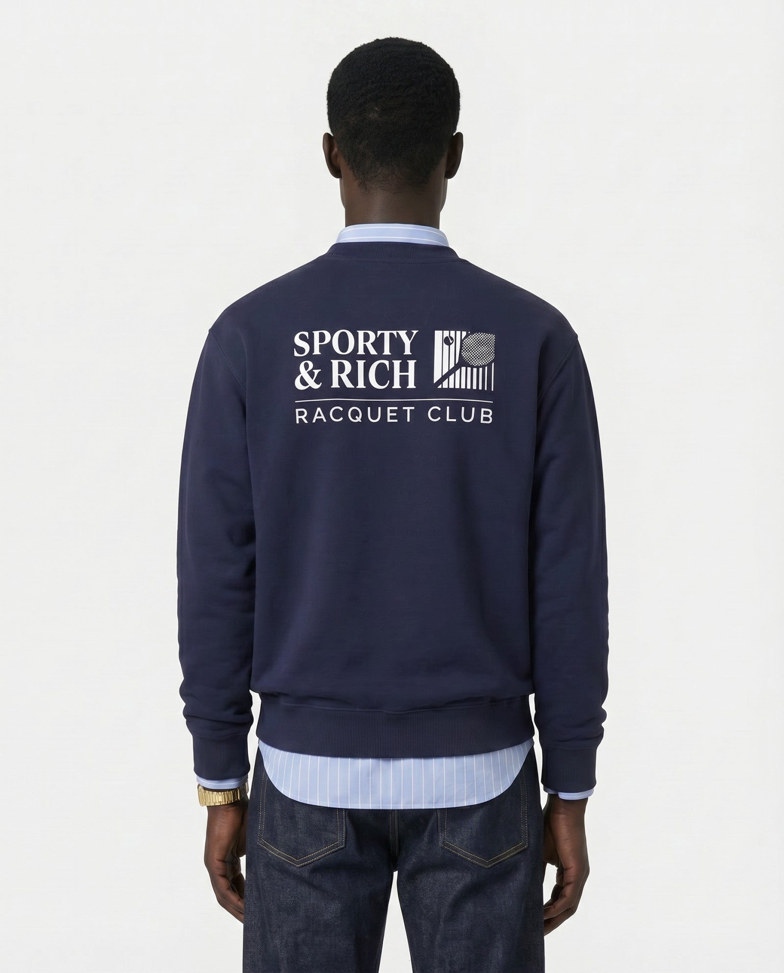 Promo Crewneck - Navy/White Sporty & Rich Outlet