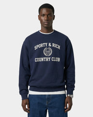 Varsity Crest Crewneck - Navy/White Sporty & Rich Sale