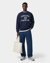 Varsity Crest Crewneck - Navy/White Sporty & Rich Sale