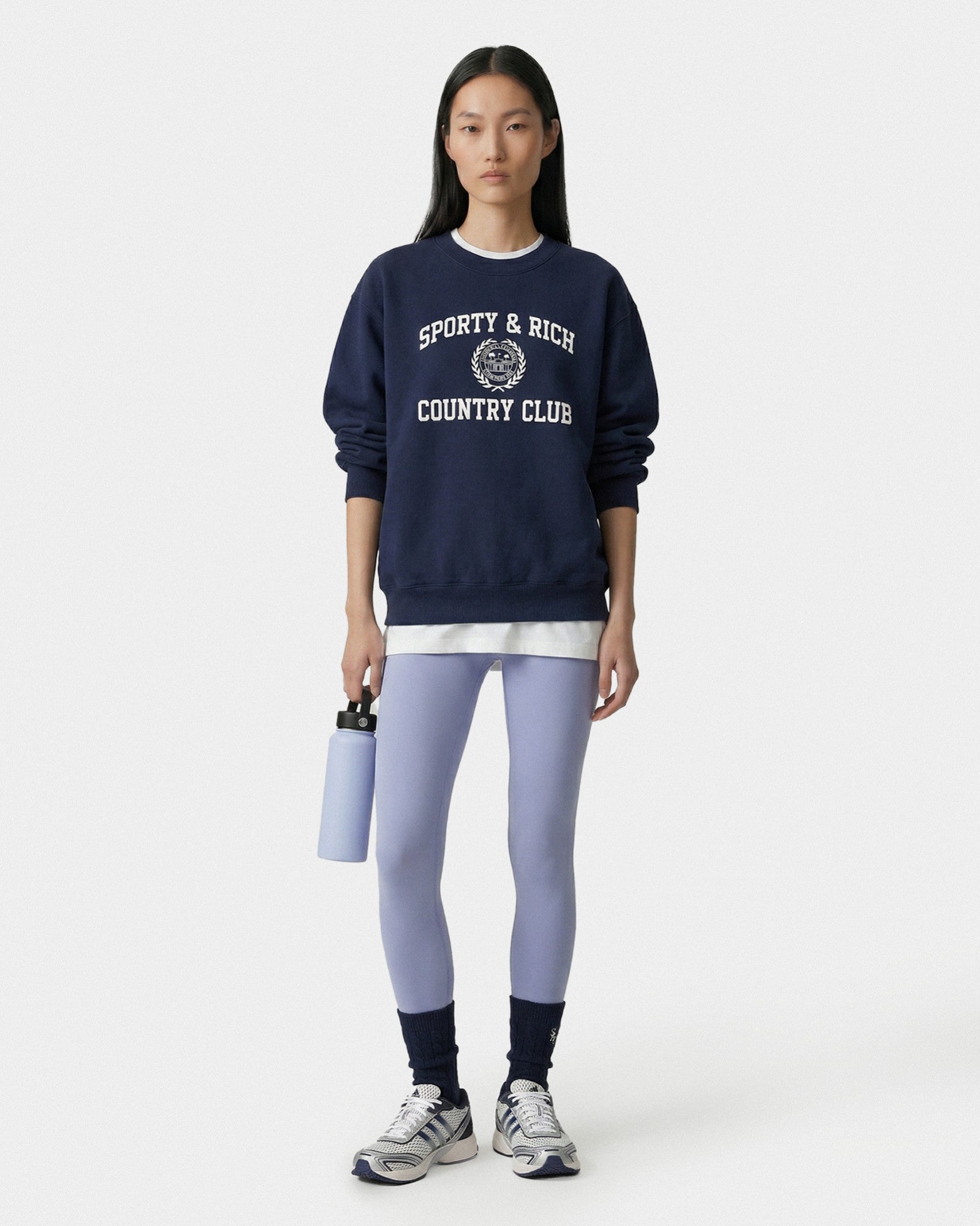 Varsity Crest Crewneck - Navy/White Sporty & Rich Sale