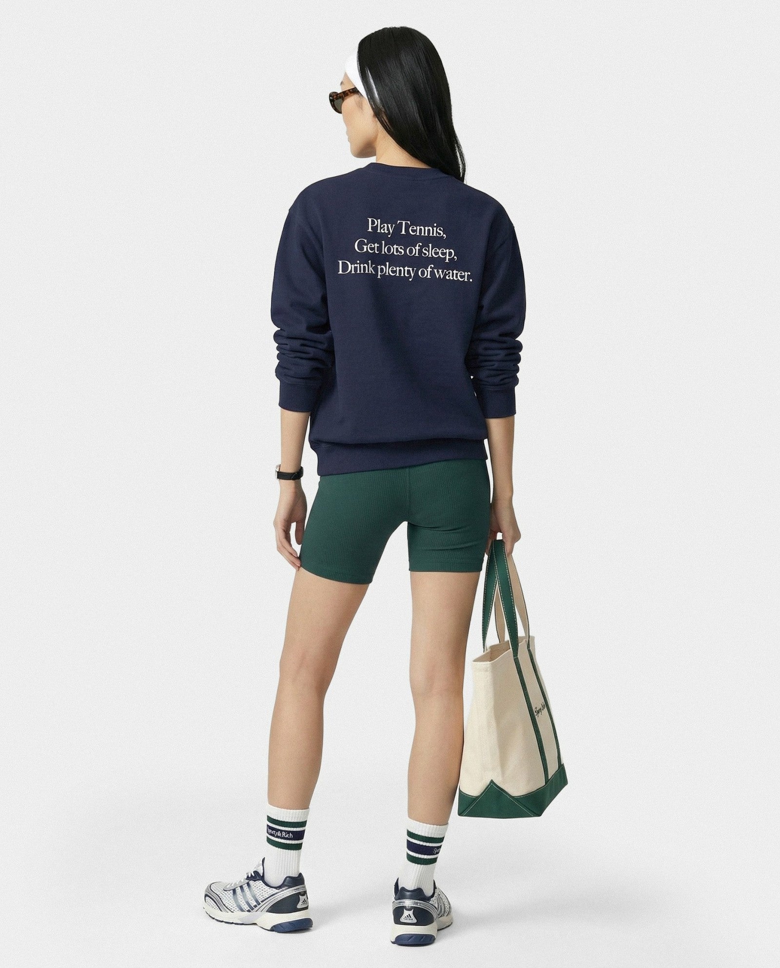 Play Tennis Crewneck - Navy/White Sporty & Rich For Sale