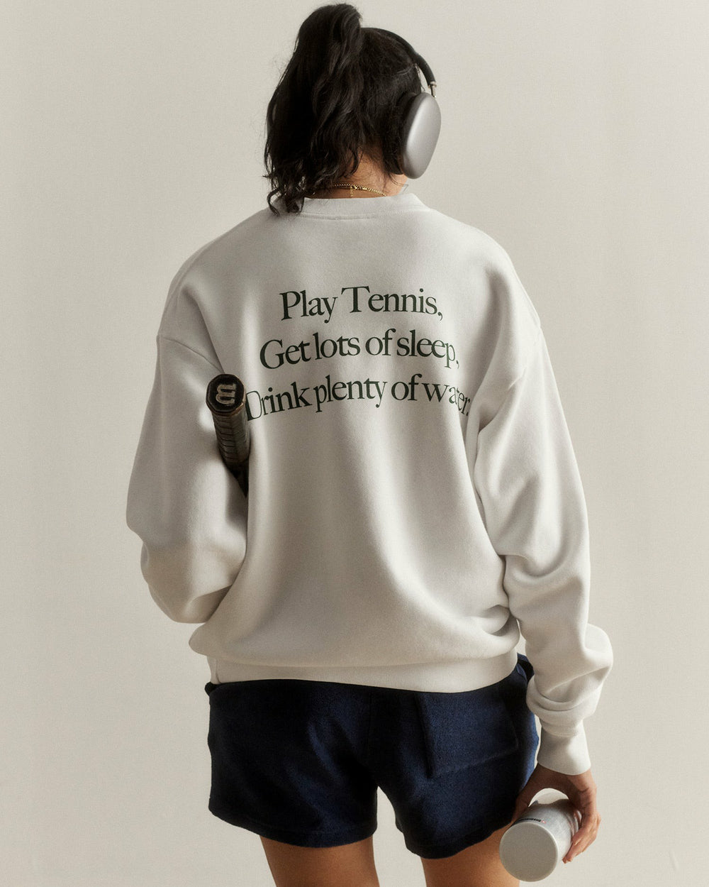 Play Tennis Crewneck - White/Forest Sporty & Rich Outlet