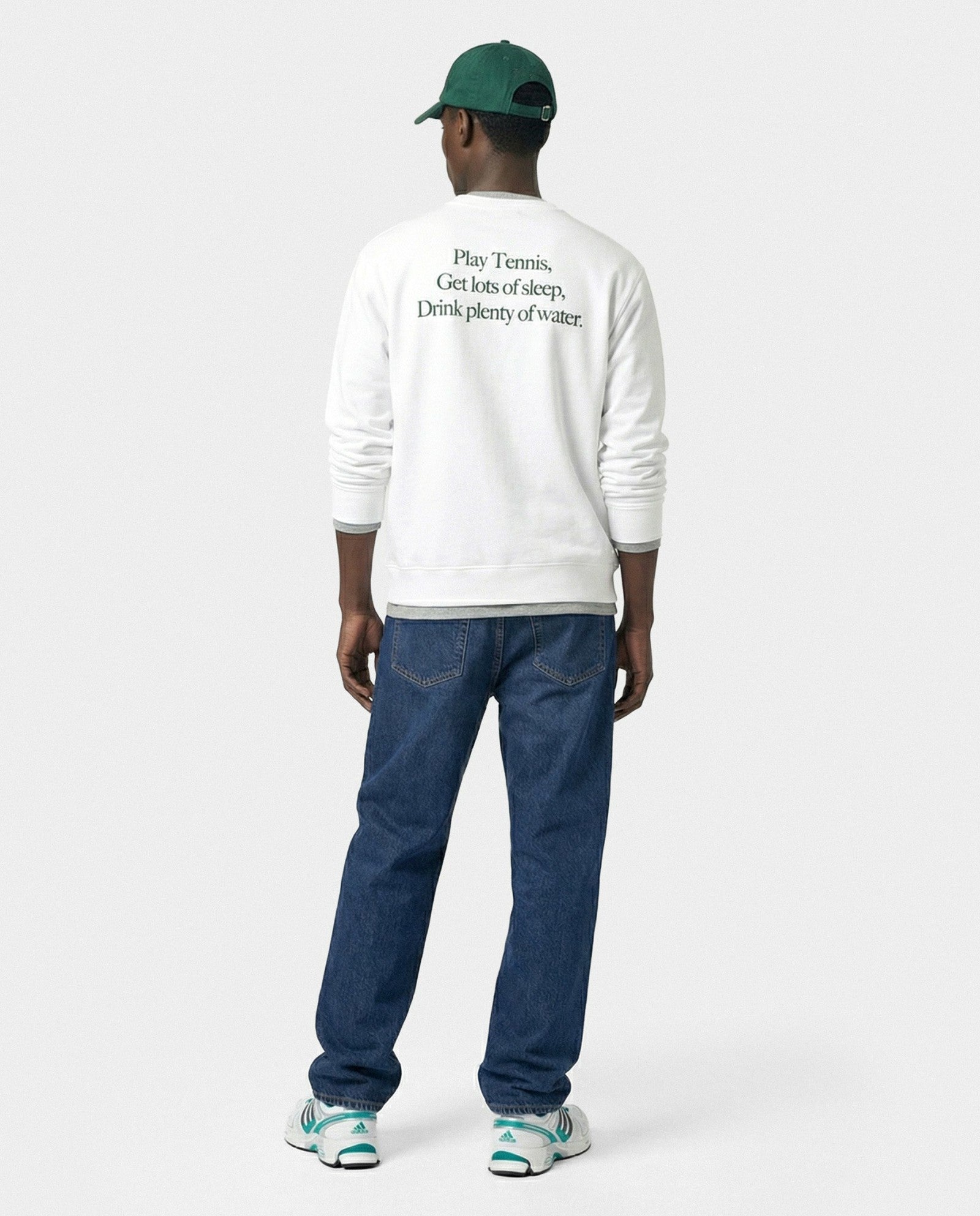 Play Tennis Crewneck - White/Forest Sporty & Rich Outlet