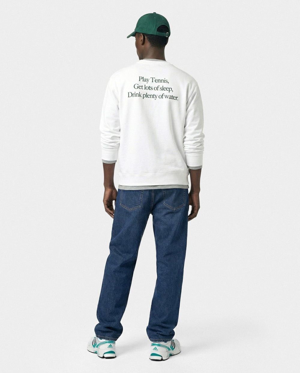 Play Tennis Crewneck - White/Forest Sporty & Rich Outlet