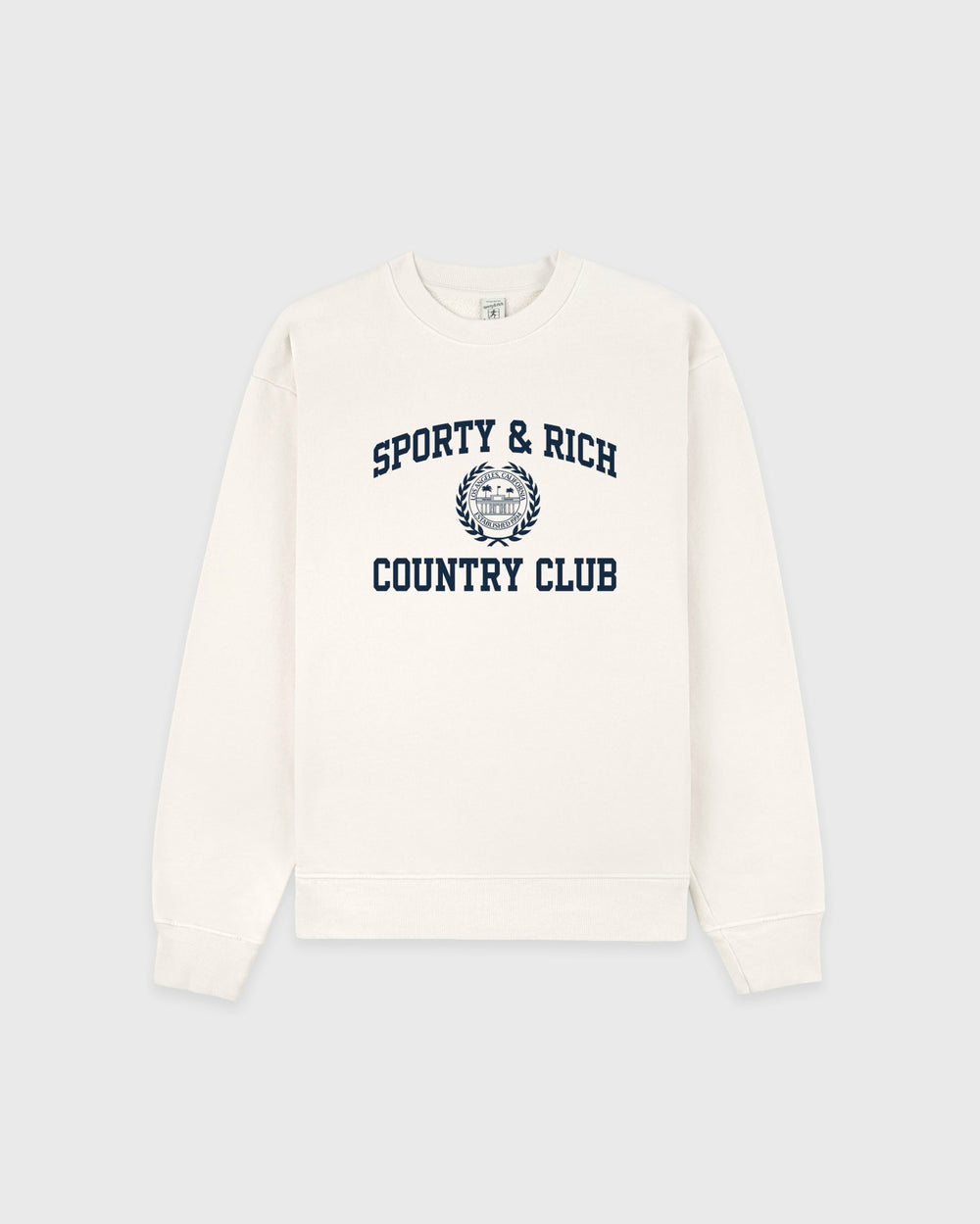 Varsity Crest Crewneck - Ecru/Navy Sporty & Rich US