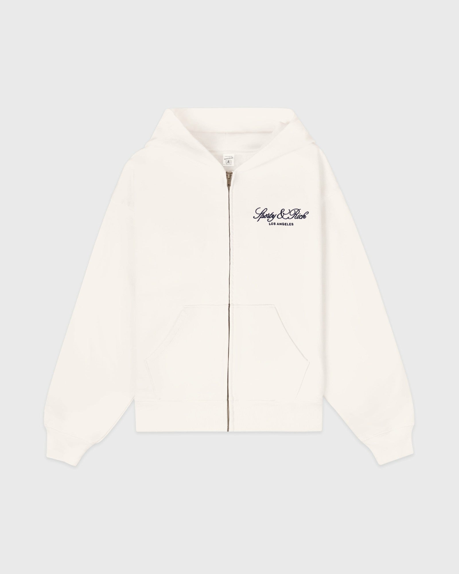 Vendome LA Embroidered Zip Hoodie - Ecru/Navy Sporty & Rich Sale