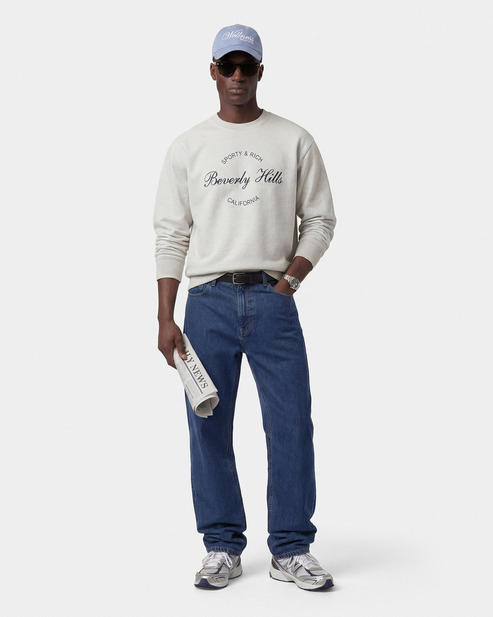 Beverly Script Crewneck - Heather Gray/Navy Sporty & Rich Online