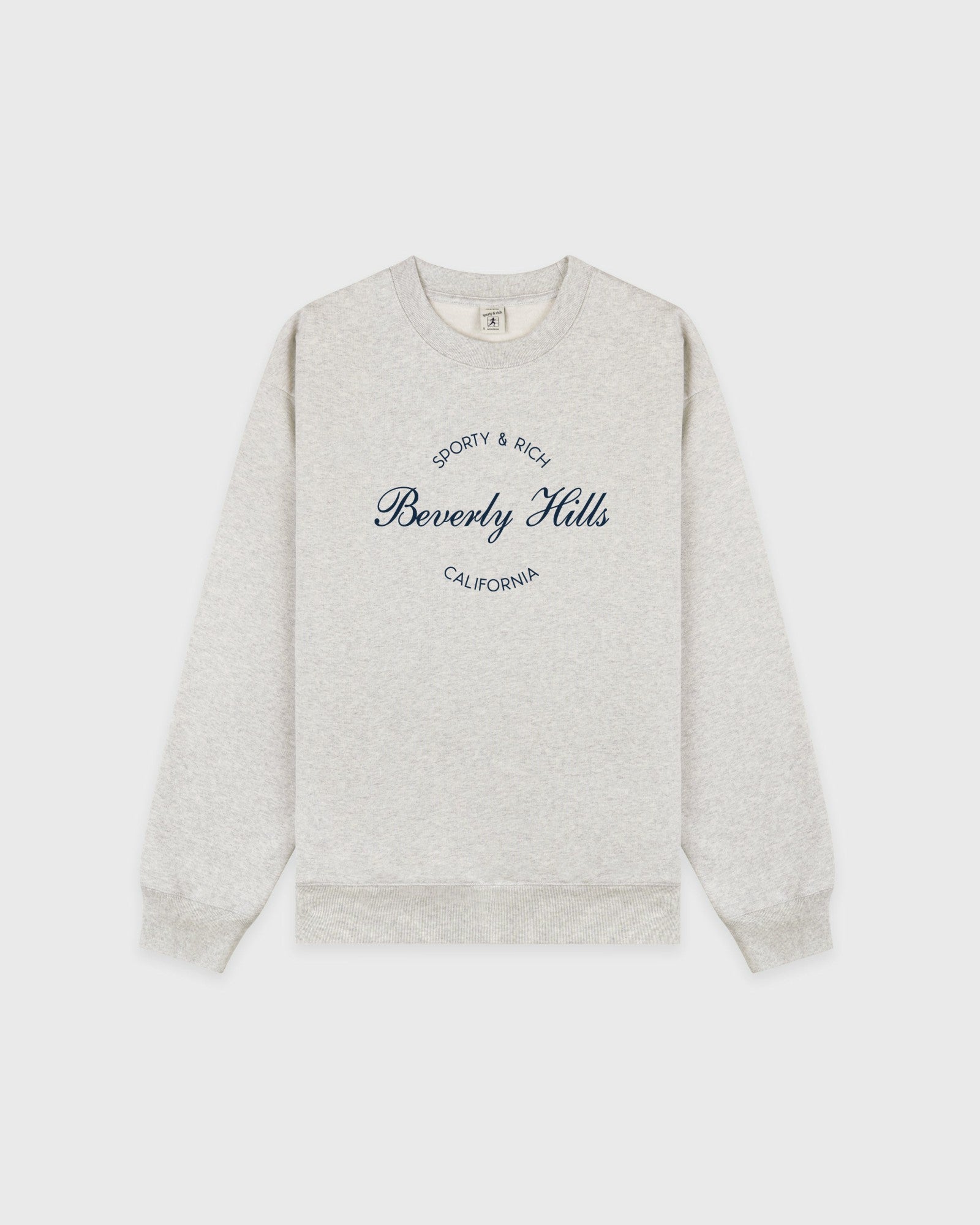 Beverly Script Crewneck - Heather Gray/Navy Sporty & Rich Online