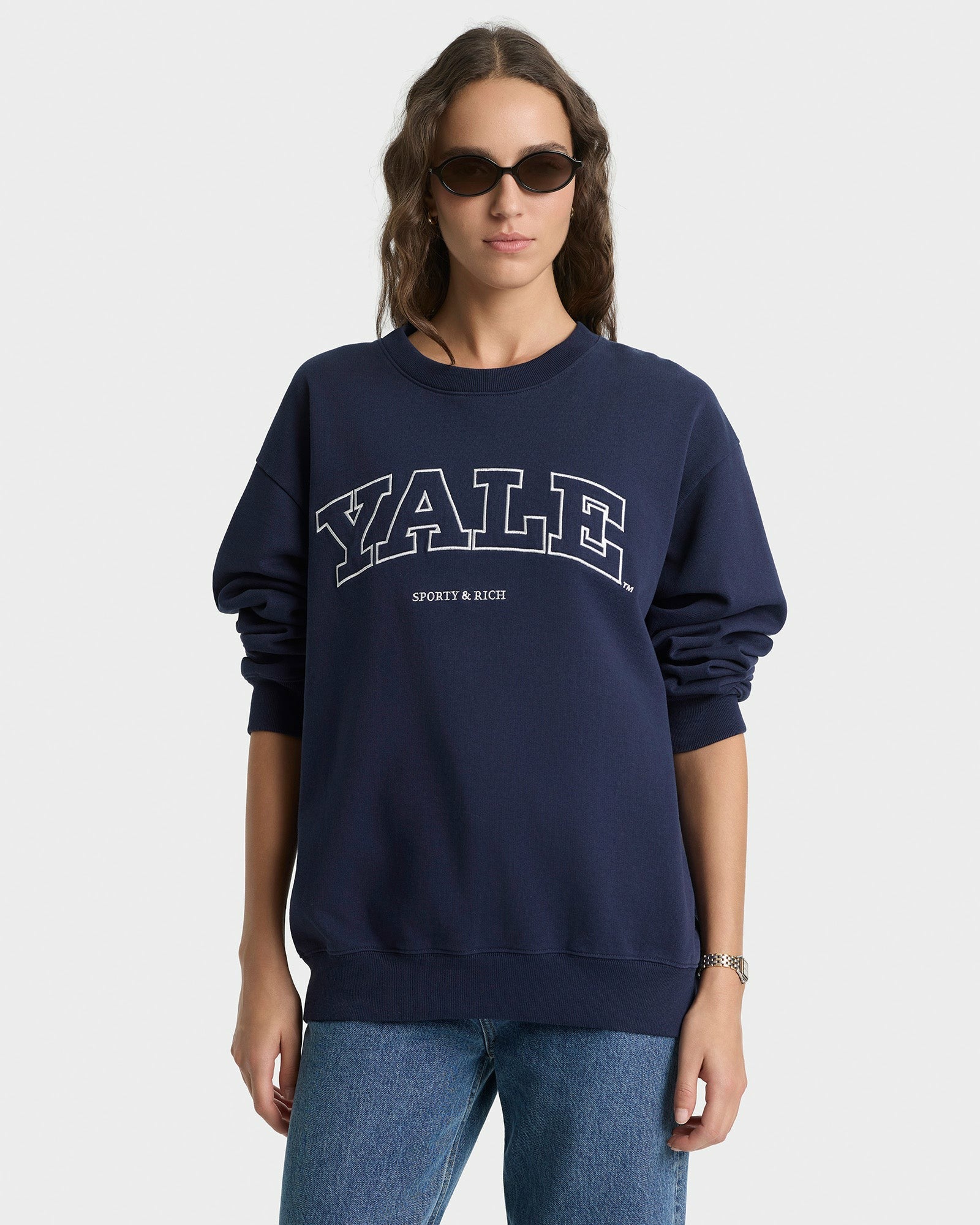 Yale Ivy Crewneck - Navy/White Sporty & Rich Discount