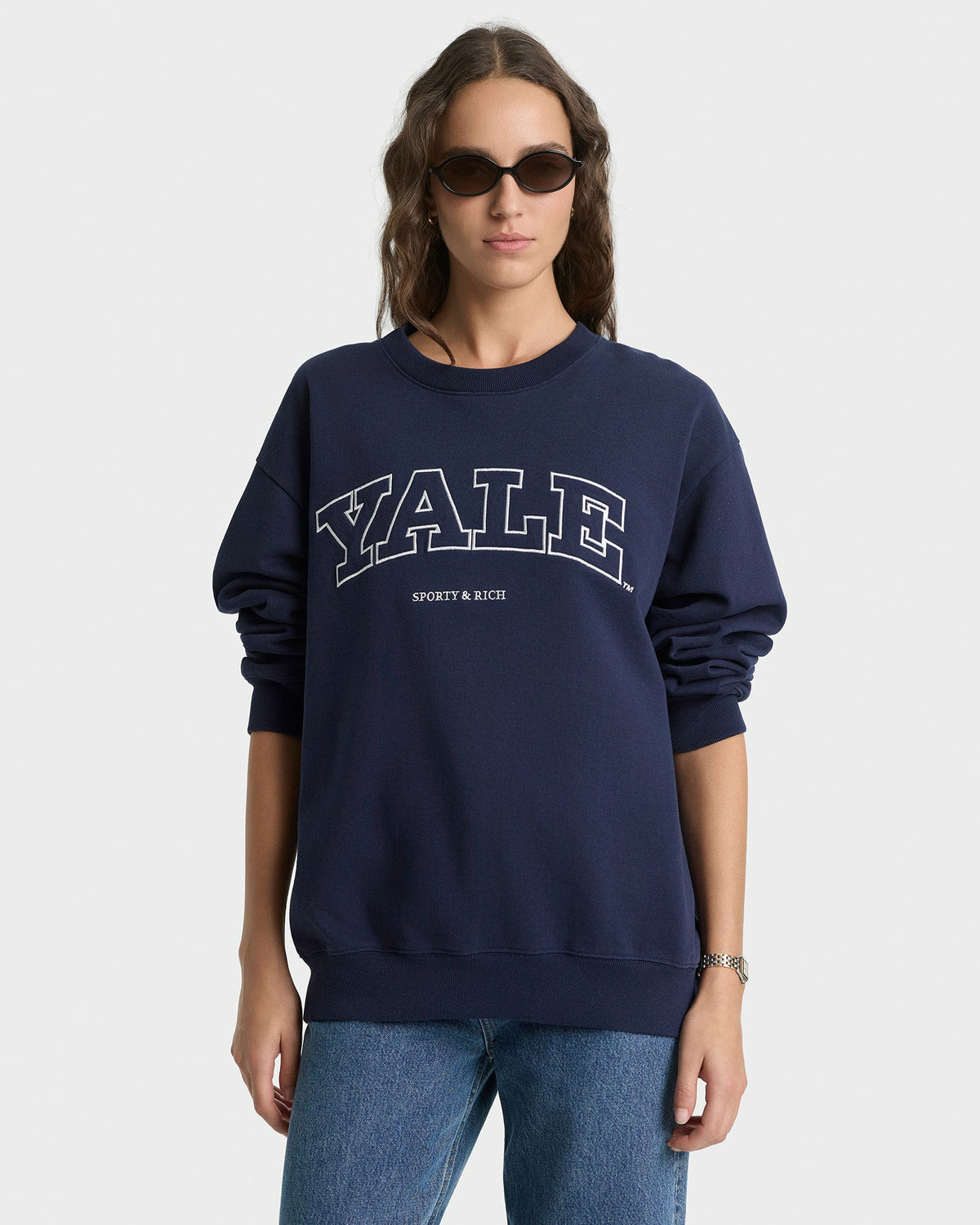Yale Ivy Crewneck - Navy/White Sporty & Rich Discount
