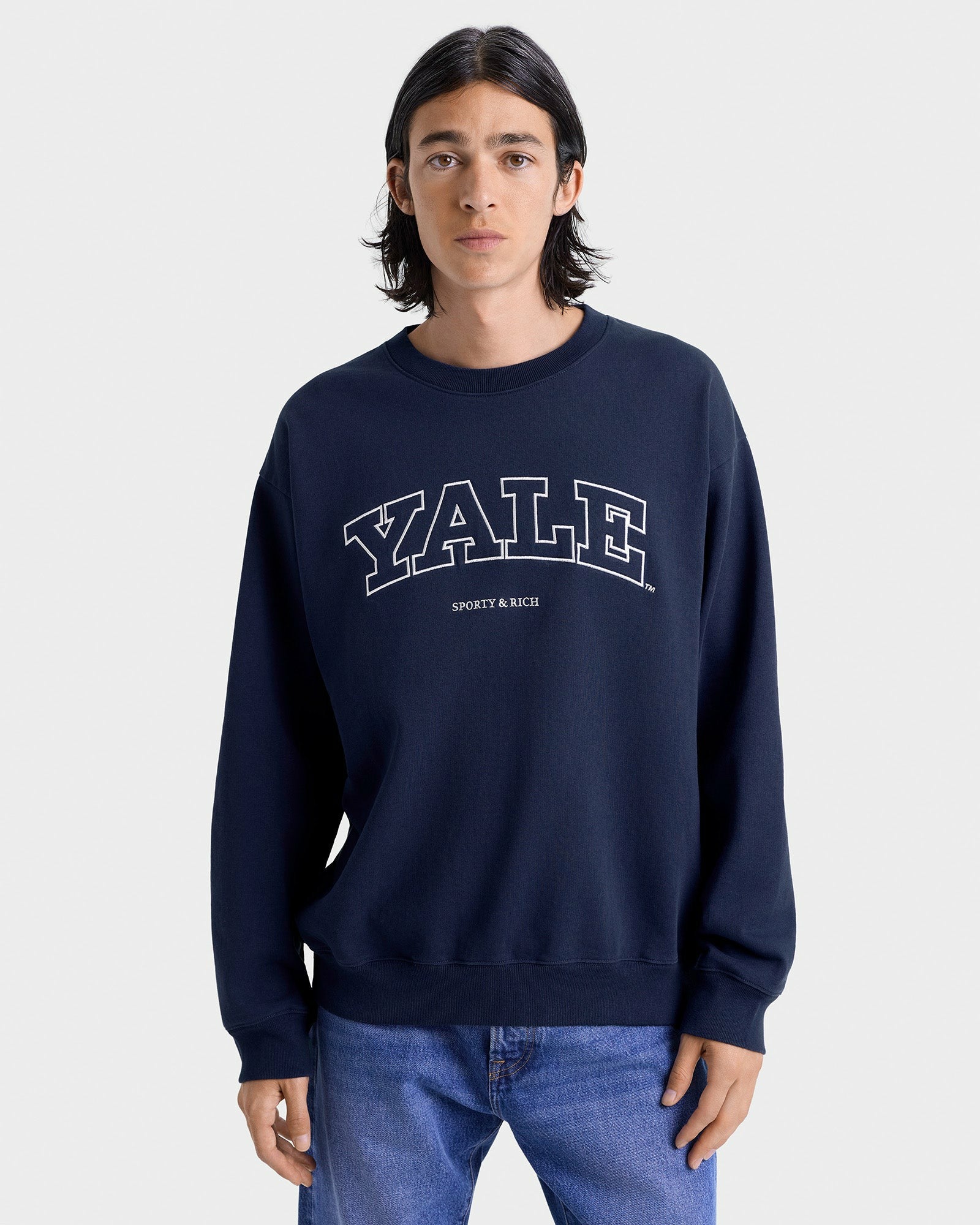 Yale Ivy Crewneck - Navy/White Sporty & Rich Discount