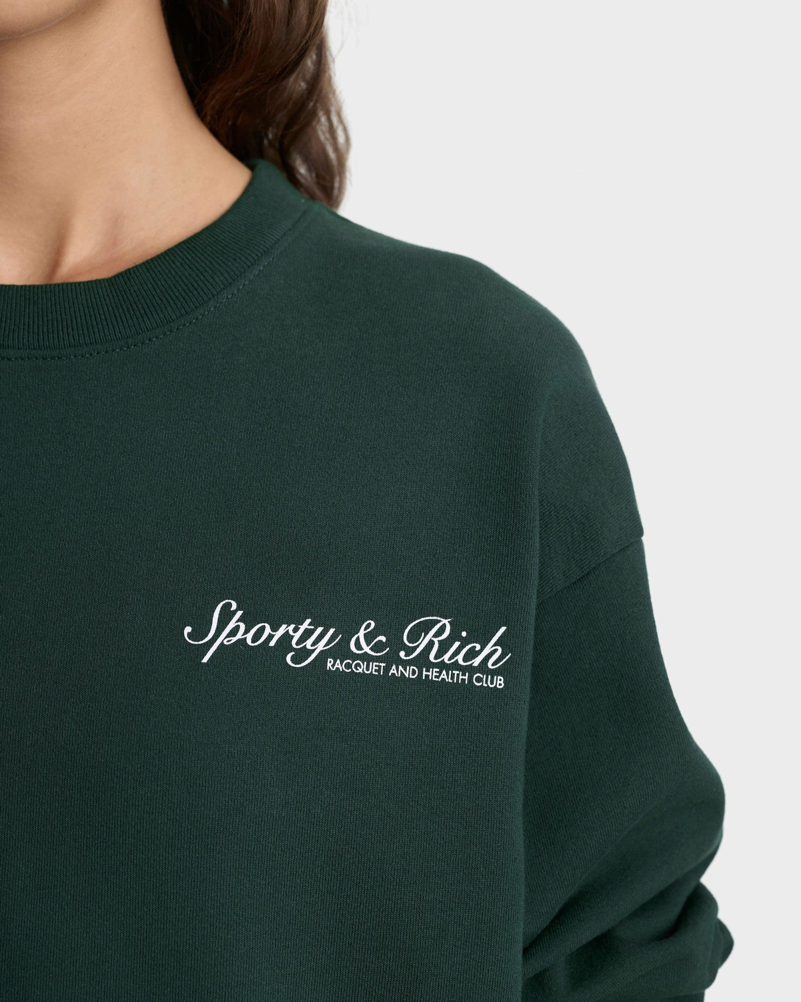 Syracuse Crewneck - Forest/White Sporty & Rich For Sale